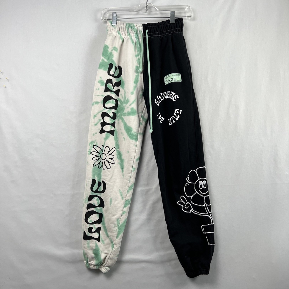 CHNGE Sweatpants Joggers Womens XXS Tie Dye Colorblock Organic Cotton Hippie